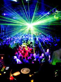 Techno dance floor with laser lights
