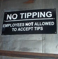 Tipping Not Allowed sign