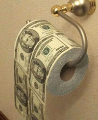 Money toilet paper roll