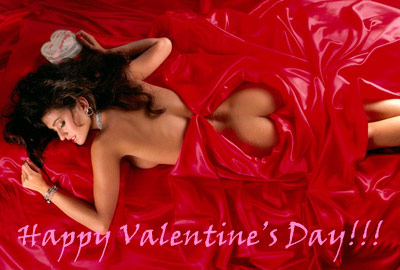 Woman in lingerie on a Valentine's Day card