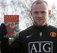 Wayne Rooney with a Harry Potter book in his hand