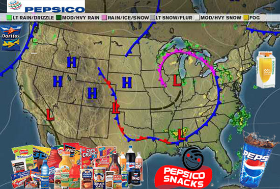 Weather Channel forecast sponsored by Pepsi