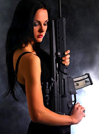 Woman with AK-47