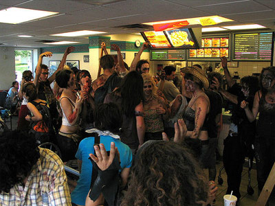 Zombies at McDonald's partying