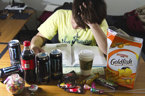 College student pulling an all-nighter