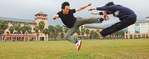 Asian Kung Fu fighter kick