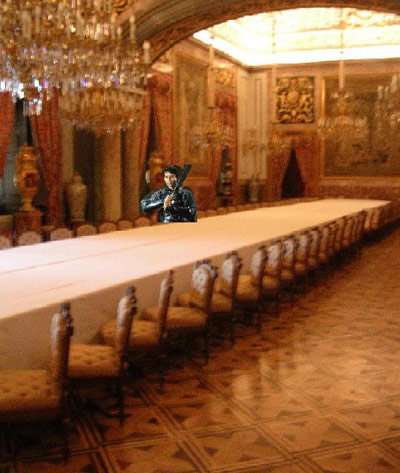 Big table with one person