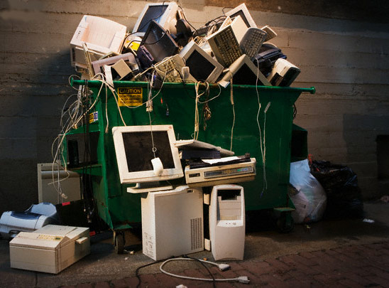 Computers thrown away in a dumpster