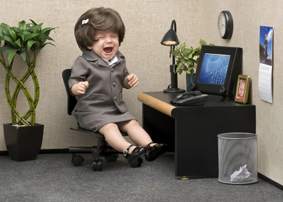 Crying doll in a cubicle on Monday