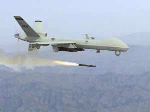 Drone strike plane launching missile