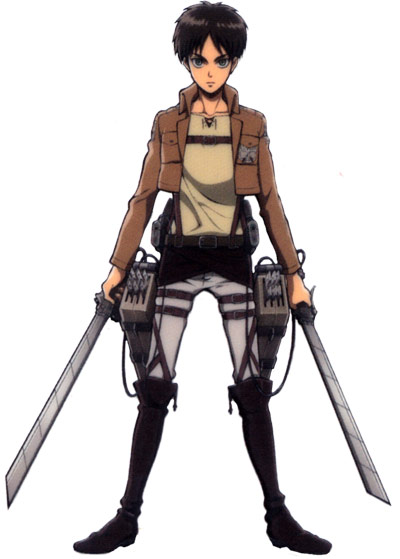 Eren Jaeger anime with a sword