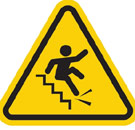 Falling down the stairs caution sign