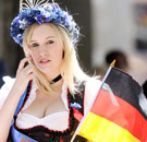 Hot German woman holding a flag