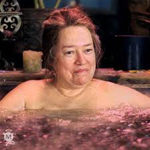 Kathy Bates in a hot tub