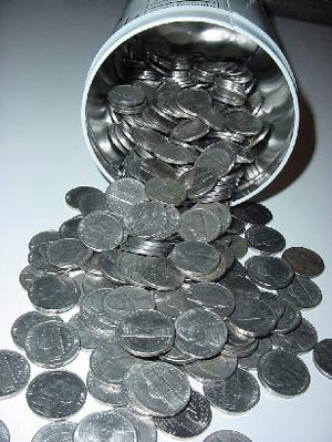 Nickels in a bucket