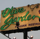 Olive Garden billboard at night