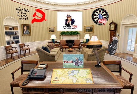 Political decorations in Oval Office