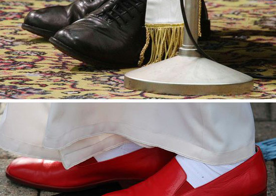 Pope Francis ditches red shoes for black shoes