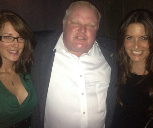 Rob Ford hugging two hot women