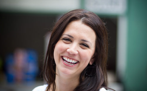 Smiling brunette woman