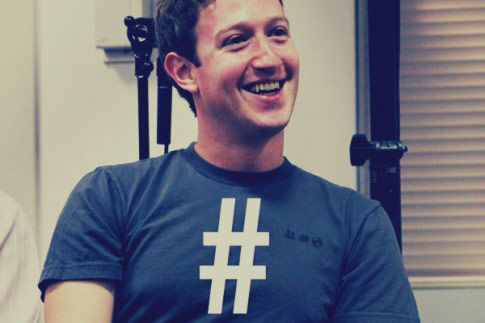Mark Zuckerberg with a hashtag on his tshirt