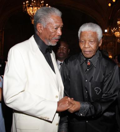 Nelson Mandela and Morgan Freeman