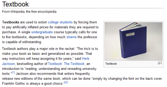 Textbook Wikipedia entry