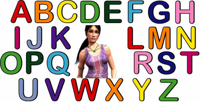 The letters of the alphabet with a hot girl
