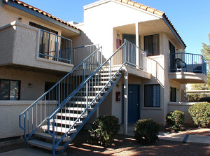 Apartment balcony and stairway