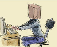 Sketch of a guy with paper bag on his head