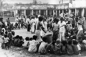 Starving people in Bangladesh eating