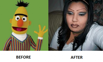 Bert (of Ernie fame) and an ugly woman