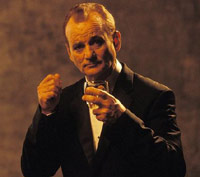 Bill Murray is afraid of ghosts while holding a whiskey drink
