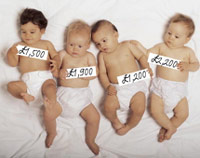 Babies for sale with price tags on the black market