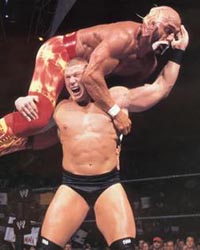 Brock Lesnar picks up Hulk Hogan in the Octagon