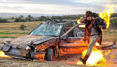 Stuntman burning in a fire