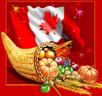 Canadian flag and cornucopia