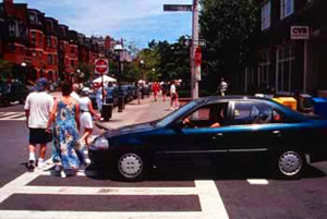 Car in pedestrian crosswalk