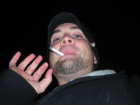 Casey smoking a cig