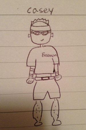 Sketch drawing of Casey Freeman