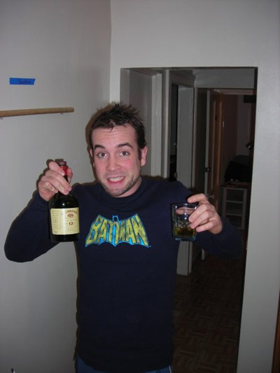 Casey drinking whiskey