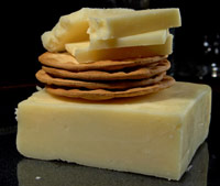 Crackers on top of cheese