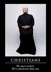 Christian priest in black robe