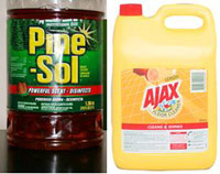 Ajax and Pine-Sol cleaners
