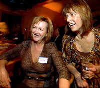 Two cougar women at the bar