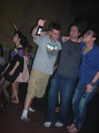 KC on the dance floor in Korea with friends