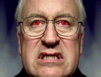 Dick Cheney angry face with red eyes