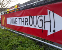 Drive-through sign at McDonald's