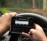 Texting on cell phone while driving