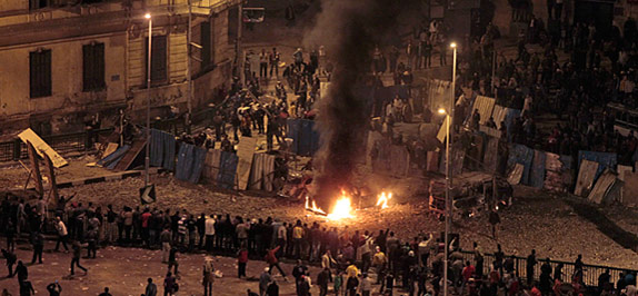 Fire on the street in Egypt riot